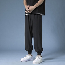 新上春夏薄款束脚休闲裤男士宽松冰丝九分裤子2026-特批20，男装休闲裤，星座718-1