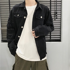JK950/P65秋装货足港风夹克男士破洞刺绣夹克情侣大码外套男，男装夹克，电商A141