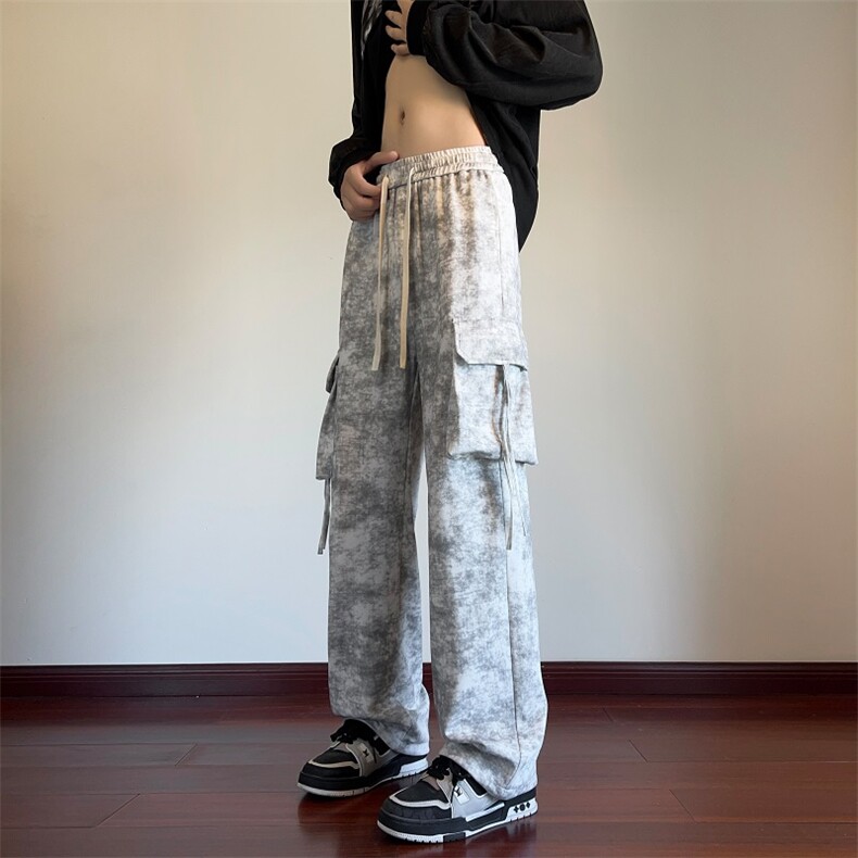 美式扎染工装裤宽松大码直筒休闲裤CK45*P40加绒45控78,男装休闲裤,星座511-1