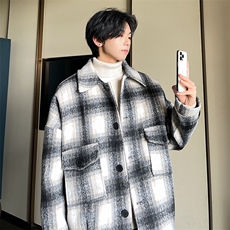 毛呢大衣oversize宽松大口袋呢子韩版潮男士夹克A071-JK107-P108，男装夹克，电商A071