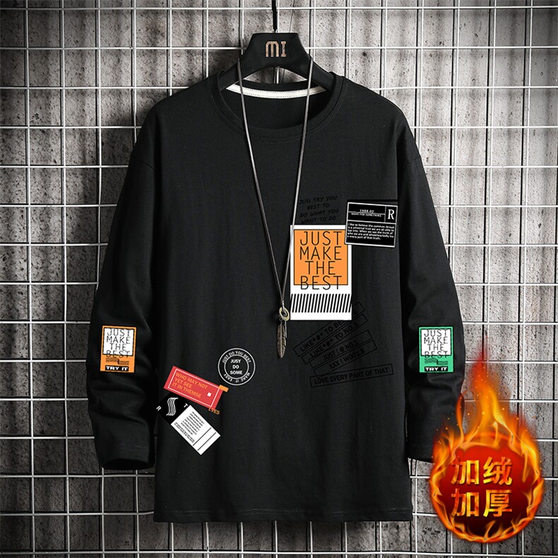 TX3121-P25加绒-P35纯长袖t恤男大码圆领打底衫体恤上衣服,男装T恤,电商A040A