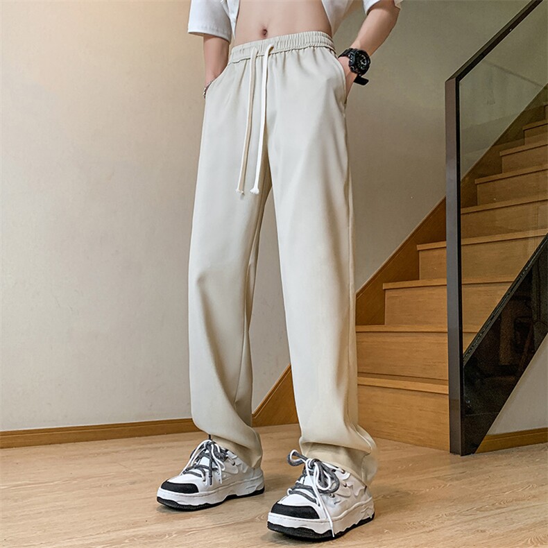 夏季新款冰丝垂感港风休闲裤西裤男免烫宽松凉感K23209-P42控58图片