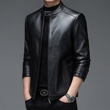 WL-M8268男式2023秋季新款立领头层绵羊皮皮衣男P480图片