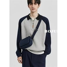 翻领撞色拉链polo套头针织衫秋冬上衣毛衣半拉链男外套MB504，男装针织衫/毛衣，星座1116A（原606A-3）
