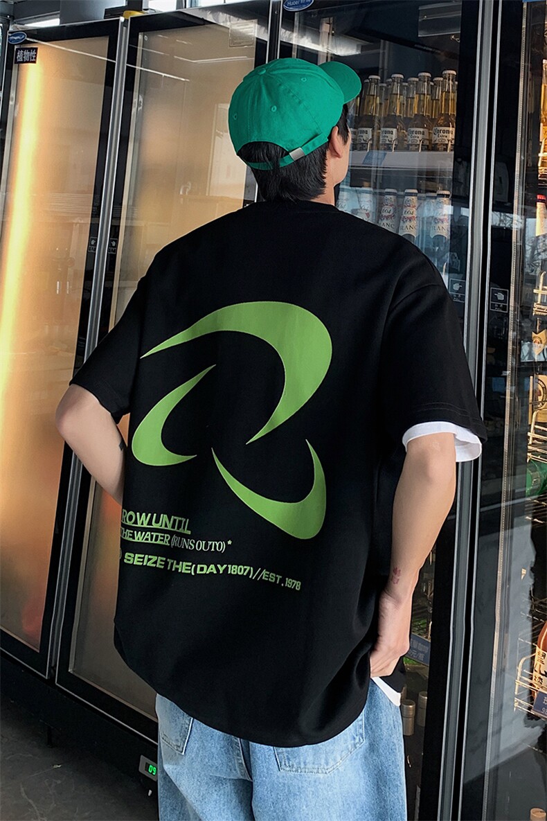 新款短袖t恤男女潮流印花感宽松半袖体恤衫男517A-2-T6628-P28,男装T恤,星座517A-2