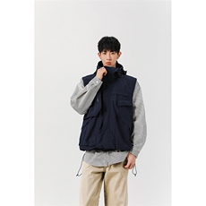 8XL-M钓鱼老外套街头机能口袋连帽防水无袖马甲坎肩JK1316P78，男装夹克，电商D206-1
