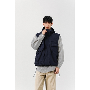 8XL-M 钓鱼老外套街头机能口袋连帽防水无袖马甲坎肩JK1316P78图片