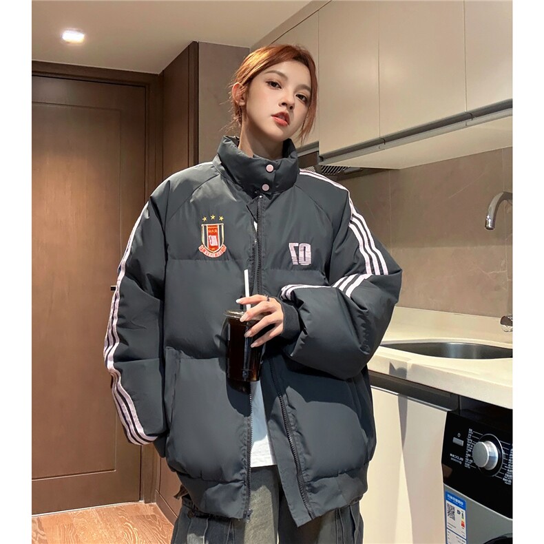 冬装新港风织带棉服刺绣logo棉衣休闲加厚外套男女G1105P118,男装棉衣,电商A339