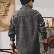 春秋季重工复古衬衫柳钉情侣款翻领牛仔夹克外套春秋款商务防风，男装夹克，星座218-1（原230）