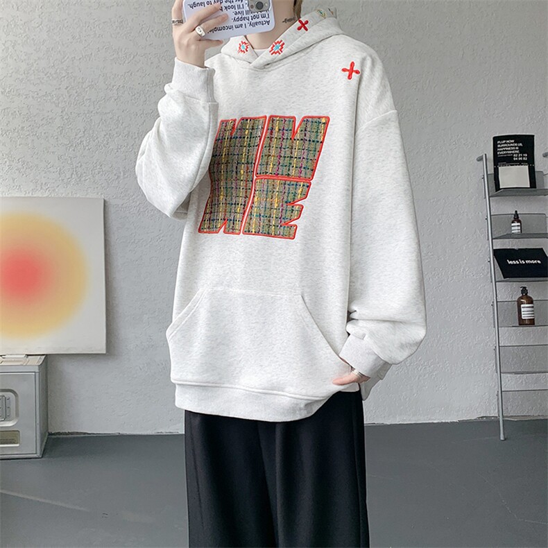 8XL-M美式复古小香风卫衣宽松连帽重磅外套刺绣加大码WY9109/P65,女装短外套,电商B238