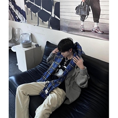 【有货】假两件格子拼接卫衣男款设计感连帽开衫外套JL97HH-特P68，男装卫衣，星座1007（原301D）