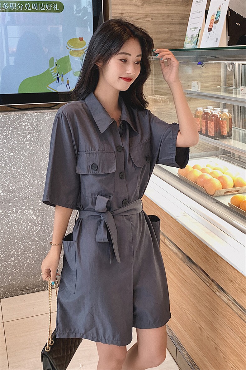 夏季女装连体裤女工装连衣裤收腰连身阔腿裤子18860,女装连体裤,艾青服饰