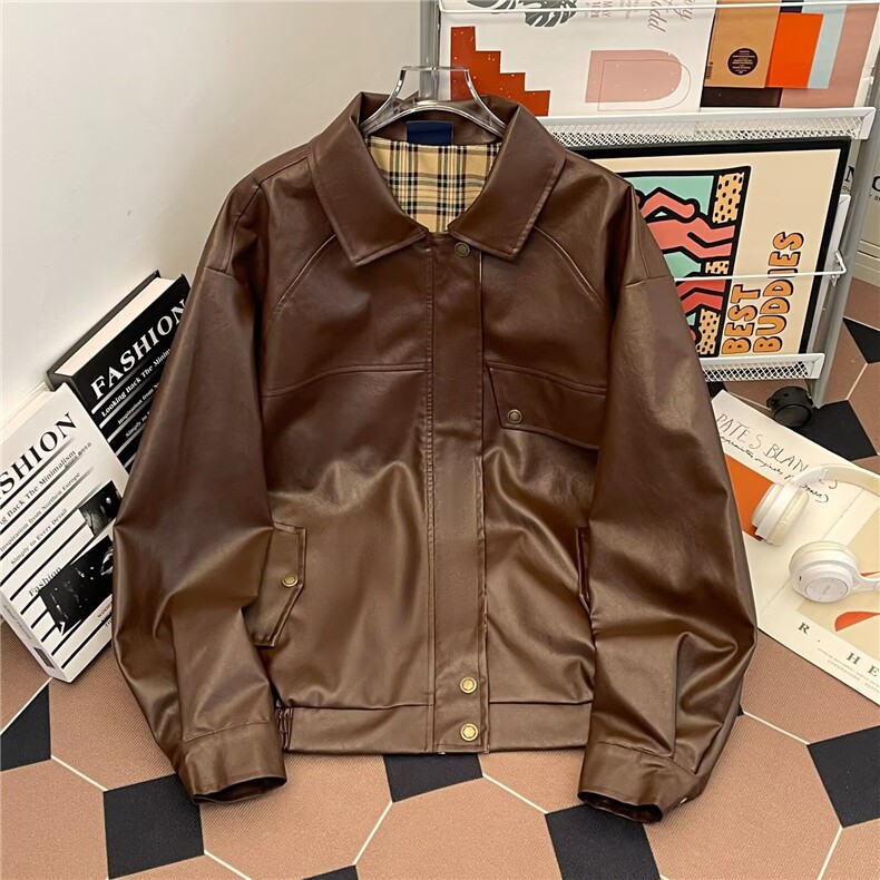 1506/GW93520/P83夹克外套男女潮牌秋冬季美式港风宽松显瘦PU皮衣,男装夹克,星座1506A