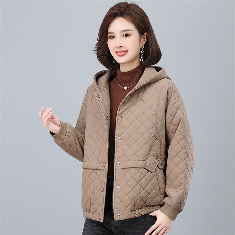 2024冬季连帽时尚休闲夹棉加厚保暖舒适棉服,女装棉衣/棉服,独衣靓