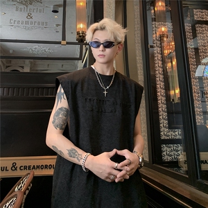 主推款 250克重磅美式砂洗天丝棉冰丝坎肩背心T恤JF501特P35控55图片