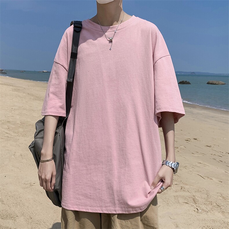 2024夏季新款港风大码纯色圆领10色短袖T恤S-5XHT21000-P15,男装T恤,电商A022