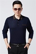 7623/P45春秋新款中年polo衫男爸爸长袖T恤秋装父亲POLO衫，男装Polo衫，星座1216（原钱塘722）