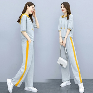 时尚休闲卫衣套装两件套2024春秋新款大码女装时尚轻熟阔腿裤套装图片