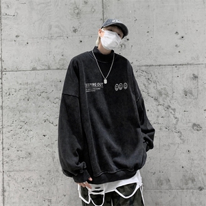 水洗做旧加绒加厚卫衣男23冬高领笑脸印花打底衫 XZ514-2-X56-P78图片