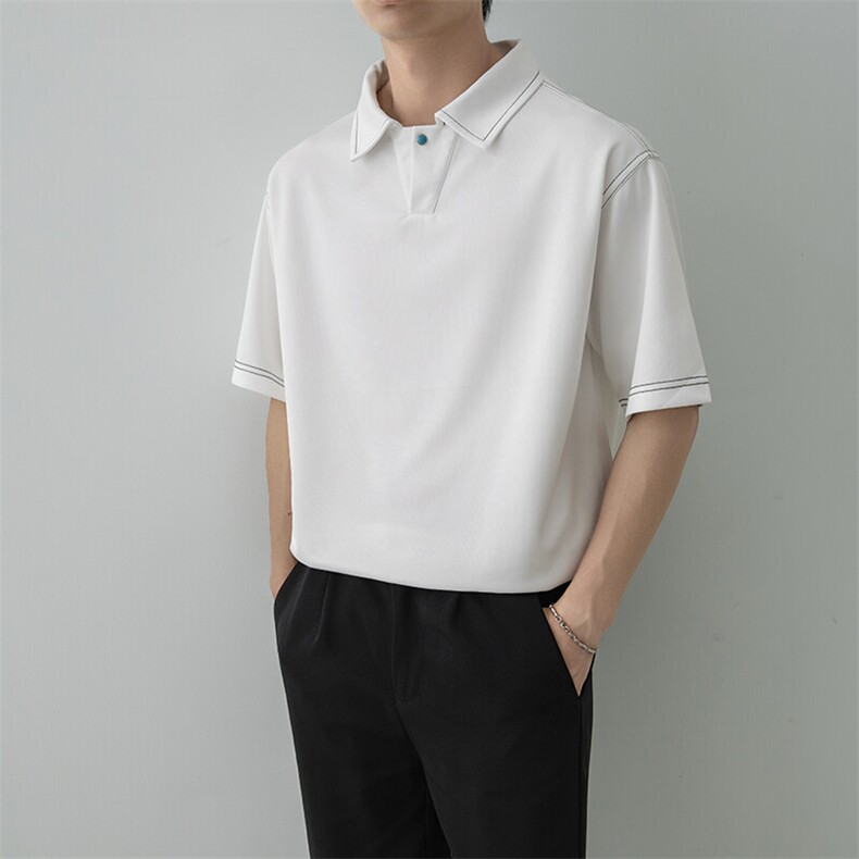 夏男翻领POLO衫拼色男休闲宽松休闲衬衣小伙A236-82570-P50,男装Polo衫,电商A236
