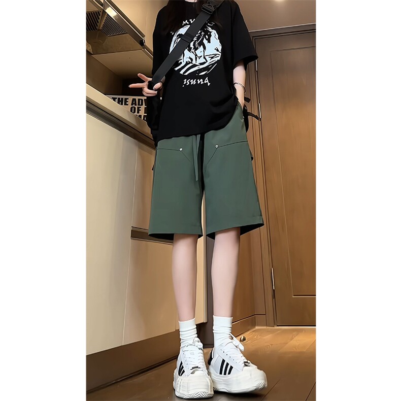 特批P25无差价夏季冰丝垂感中裤休闲直筒设计感五分短裤男DK2123图片