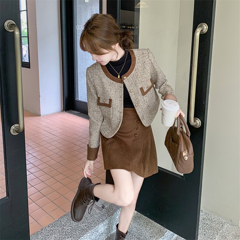 小香风短裙套装女春秋2025新款爆款时尚小个子今年套装裙,女装套装/套裙,雅静靓衣