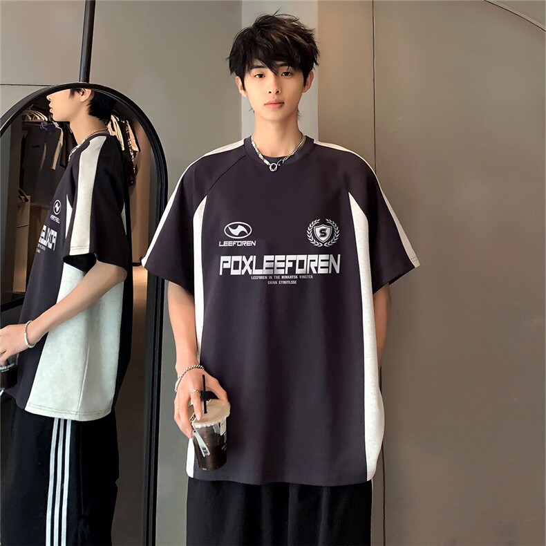 美式字母创意印花街头小众日系学生宽松透气夏季短袖T恤T22-P38图片
