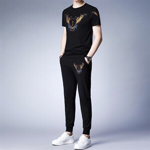 2023夏季男士t恤短袖中老年运动服套装中年爸爸夏季冰丝polo衫图片