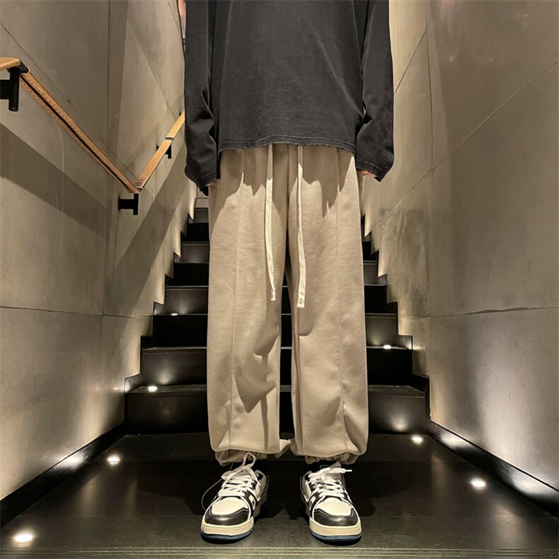 束脚休闲裤男女直筒美式高街ins潮牌垂感宽松西裤阔腿裤QK61-P38,男装休闲裤,星座1008