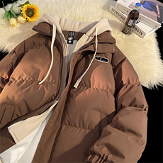 现货抖音得物二开三防加厚假两件拼接连帽棉衣冬季棉服LL9999，男装棉衣，电商A486