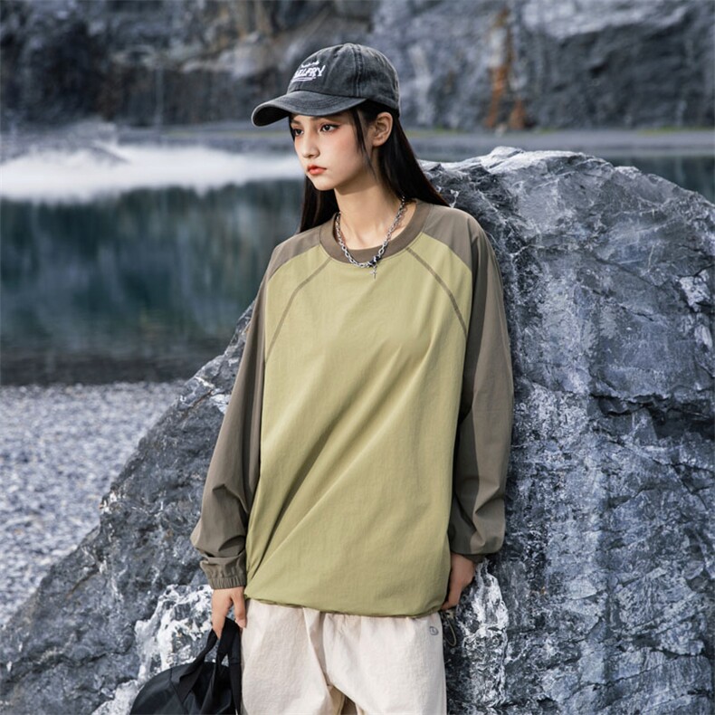 311B-1-35016-P50控90潮牌日系户外套头卫衣无缝拼接宽松休闲百搭，女装短外套，星座311B-1