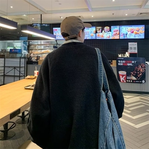 新款复古开衫毛衣男宽松慵懒风情侣V领针织衫外套秋冬M535-P48图片