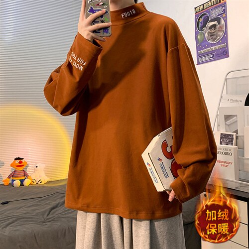 中性风高品质秋冬季男圆领套头加绒打底衫Y503P38限68,男装卫衣,电商A089-1