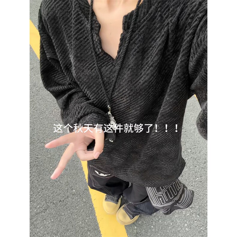 XZ809A/SYR49/特P24/控48小香风银丝V领长袖T恤卫衣,男装T恤,星座809A(原222-1)