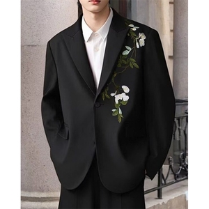 秋季新中式重工刺绣玉兰花中山装西服外套男复古痞帅西服 XZ105,男装西服,星座1116A（原606A-3）
