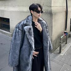 WT149-P150保暖抗寒狐狸毛外套男士冬季时尚百搭仿皮草毛毛大衣，男装棉衣，星座1501-3