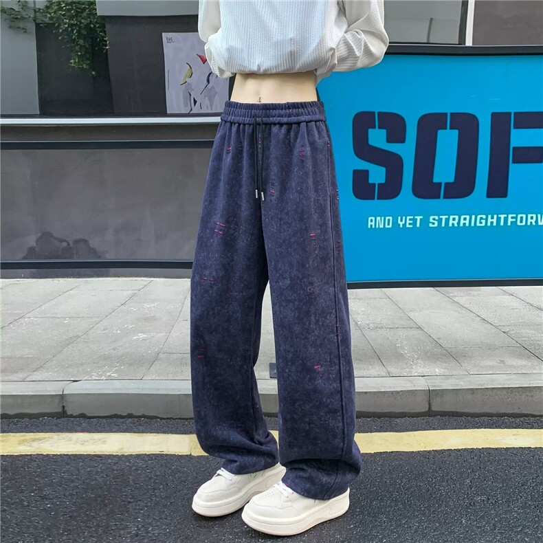 休闲裤男女韩版潮流拼色帅气百搭高街2025秋冬ins长裤K6728-P51,男装休闲裤,星座412-3
