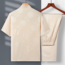 唐装男中老年短袖夏季薄款风爸爸套装绸男装，男装休闲套装，电商B212（原钱塘6029）