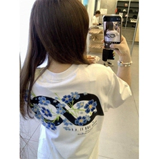 过肩花丛短袖t恤男女同款情侣款五分袖-TX50-P44，男装T恤，星座1007（原301D）