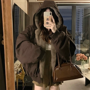 美式双面穿连帽仿貂毛情侣座山雕棉服冬季新款棉服LXZ3099-P113图片