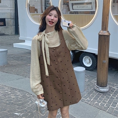 法式复古背带裙套装女2025新款盐系高级感洋气时尚背心裙两件套，女装套装/套裙，维壹