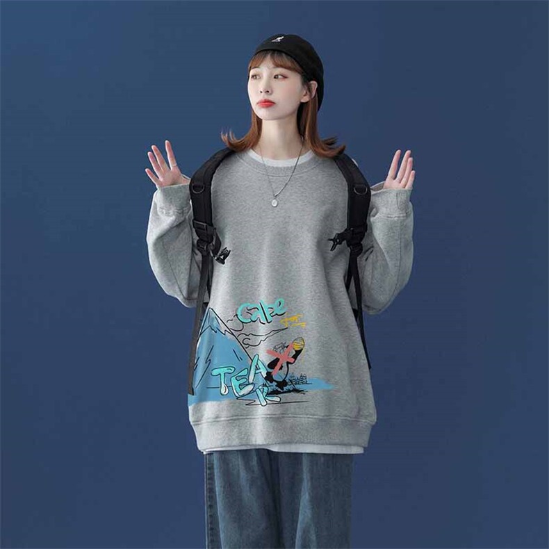 中性风春季潮流印花宽松情侣圆领卫衣W110P40控58,男装卫衣,A247A
