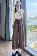 蕾丝花边勾花阔腿九分裤女2025新款宽松薄款小个子防晒休闲裤，女装休闲裤，梦白服饰厂