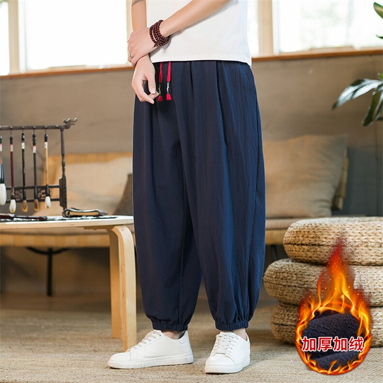 冬季加绒加厚禅修居士服僧侣灯笼裤风亚麻裤休闲长裤TP35，男装卫衣，星座225-6