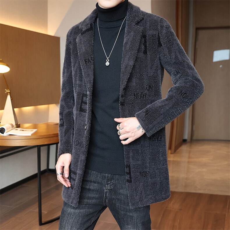 秋冬新款男士毛呢大衣中长款翻领加厚风衣外套男N730P175,男装风衣,电商B226-2（原B217-2）