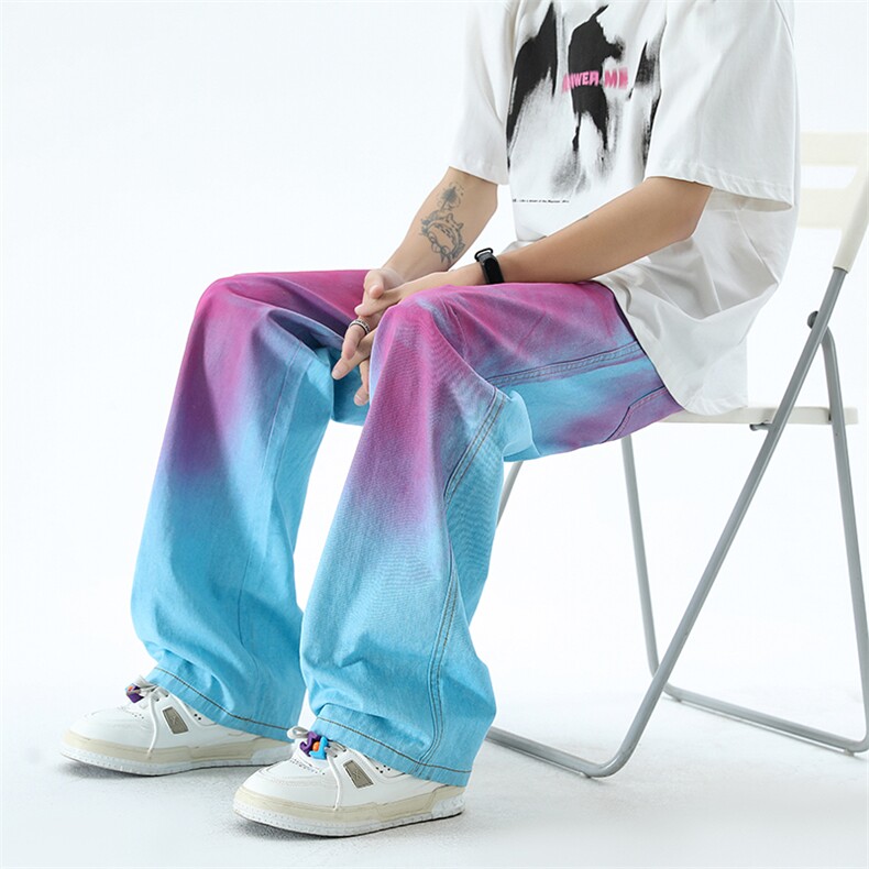 B221美式ins高街暗黑小众个性喷墨直筒休闲裤LK24205-P60控78,男装休闲裤,电商B221