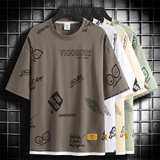 冰氧仿短袖网格挂拍体恤夏季休闲百搭趣味印花男上衣TC3156-P25，男装T恤，星座717