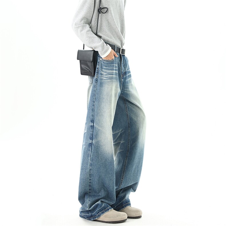 现货04 美式高街浅蓝色牛仔男潮牌直筒裤 XZ211-1-K2587-P60 控88图片