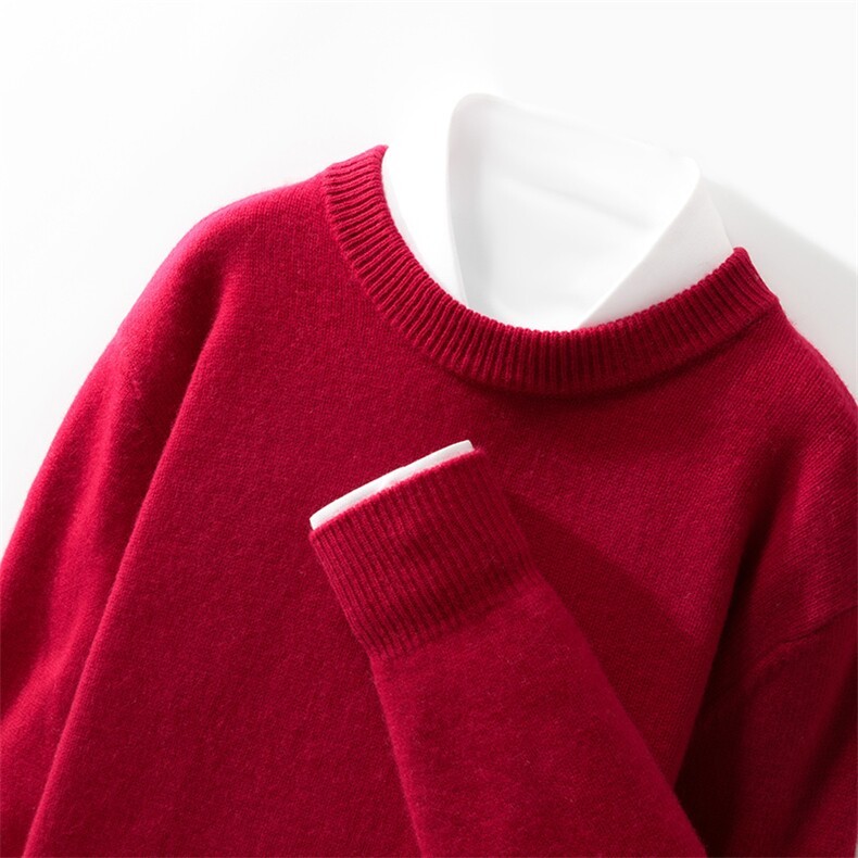 时尚男士保暖羊毛衫秋冬新款圆领针织打底衫高品质舒适毛衣，男装羊毛衫，邓利维