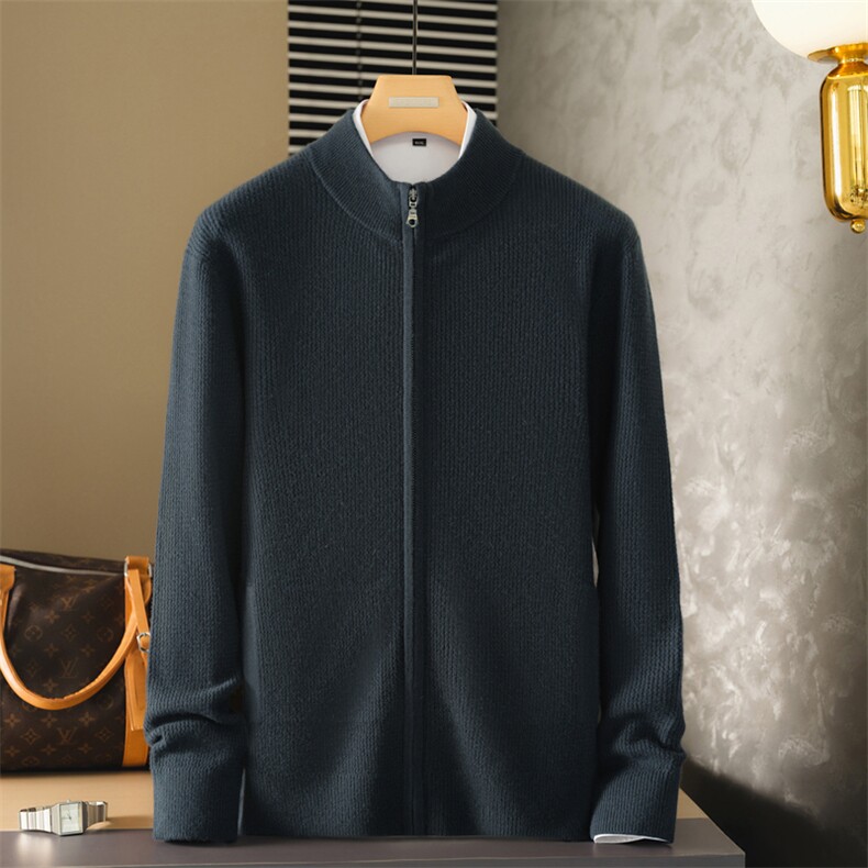 2025年秋季新百搭纯色男士长袖抽条外套，男装羊绒套衫，麦纱纱羊绒